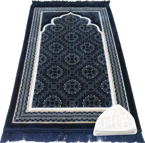 Modefa Alfombra de oración islámica turca, alfombra de terciopelo suave Janamaz para orar, cómoda alfombra de oración musulmana para hombres y
