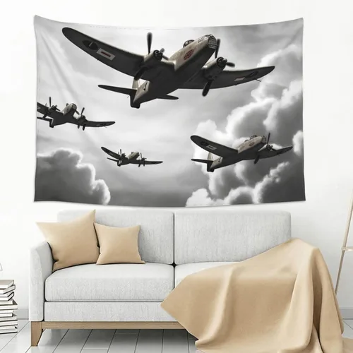 Miniatura 5 de VTCTOASY Tapiz estampado de la Segunda Guerra Mundial para colgar en la pared, bonito tapiz de pared para dormitorio, sala de estar, 60 x 40 pulgadas