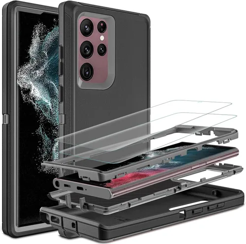 Funda para Samsung Galaxy S22 Ultra con protector de pantalla de TPU flexible autorreparable [2 unidades], 3 en 1, carcasa de cuerpo completo a