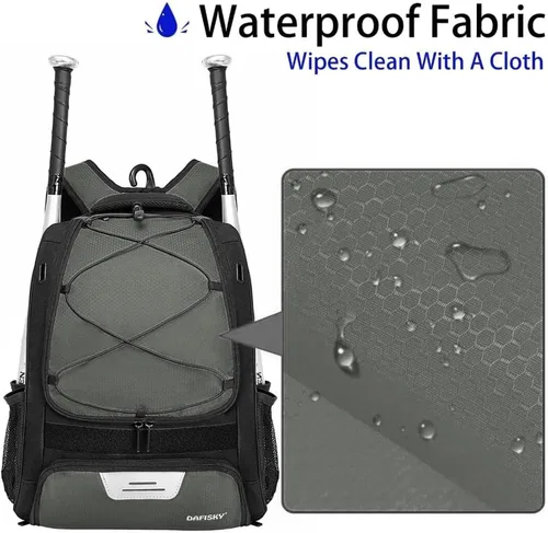 Miniatura 7 de DAFISKY, Mochila para Bolsón de Béisbol y Sóftbol - Mochila para Equipo de Bate de Béisbol, Sóftbol y Bola T para Jóvenes y Adultos con Soportes Gris
