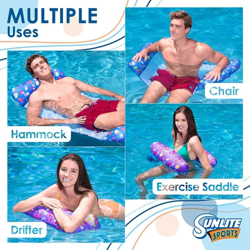 Miniatura 5 de Sunlite Sports - Flotador de agua inflable de 114 x 89 pulgadas, balsa flotante para piscina, playa y lago, colchón de descanso más cómodo, flotador