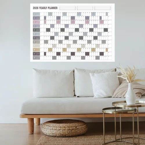 Miniatura 5 de Calendario anual de pared con días festivos, calendario de año completo de una página, calendario de pared anual con calcomanías, horizontal, 23 x