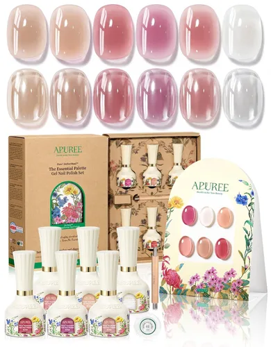 Miniatura 24 de APUREE Esmalte de uñas de gel fortalecedor: ámbar traslúcido Certificado USDA de base biológica Calidad de salón libre de HEMA Esmalte de gel