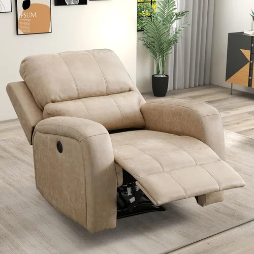 Miniatura 9 de HAOMARKETS Silla reclinable eléctrica, sofás reclinables de piel sintética suave con respaldo acolchado, sofá reclinable individual superrelleno