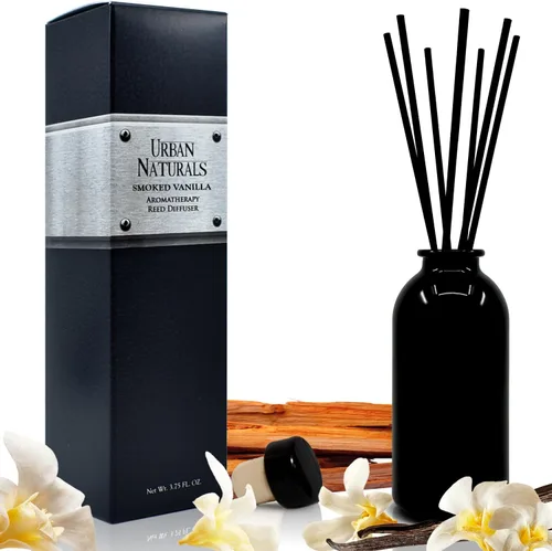 Urban Naturals Juego de difusor de varillas de vainilla ahumada con vainilla, sándalo y cuero | Fabricado en los Estados Unidos