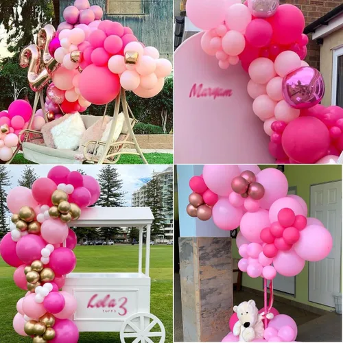 Miniatura 5 de Globos de fiesta rosados y blancos, globos rosados de 12 pulgadas, globos de látex rosados claros para eventos solo para adultos, celebración