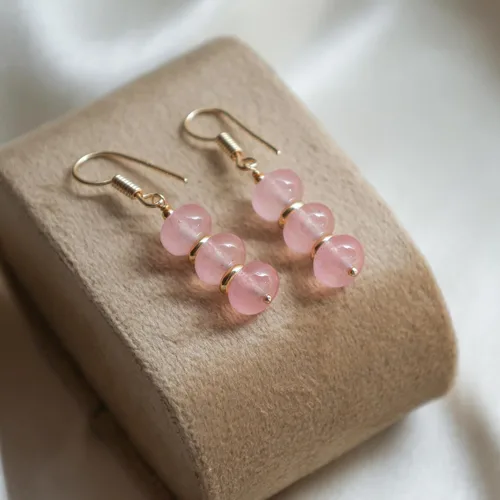 Miniatura 3 de Gempires - Aretes ligeros con cuentas hechas a mano, hipoalergénicos, chapados en oro, aretes colgantes para mujer