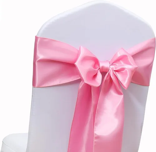 Miniatura 17 de Bandas de satén para sillas de color azul bebé, paquete de 50 lazos para sillas de color azul claro para boda, revelación de género, baby shower