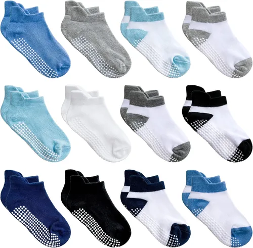 12 pares de calcetines antideslizantes para bebés con suela antideslizante para bebés recién nacidos niños y niñas
