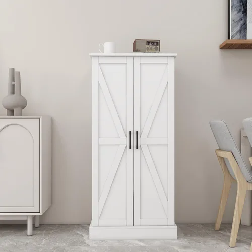Miniatura 3 de Locsear Armario de almacenamiento alto para baño, armarios de baño blancos independientes, armario de almacenamiento estrecho con estantes