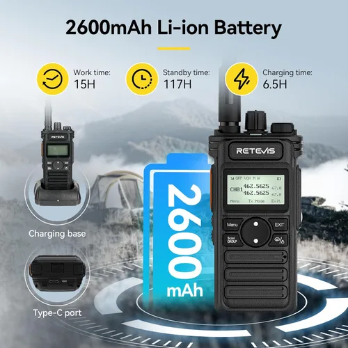 Miniatura 3 de Retevis Radio bidireccional RT86S de largo alcance, radio de emergencia Walkie Talkie con pantalla LCD, NOAA, alta potencia, radio de 2 vías GMRS