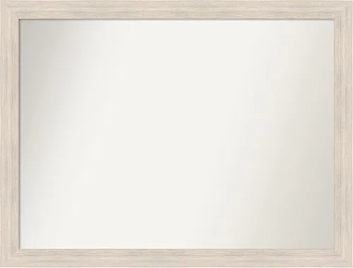 Miniatura 521 de Amanti Art Espejo de baño blanco para sobre el fregadero, 30 x 35 pulgadas, espejo de tocador rectangular estrecho de Eva de oro blanco, marco
