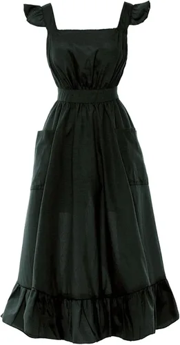 Vibsion Delantal vintage con volantes para mujer, delantales de cocina de jardín con espalda cruzada Negro