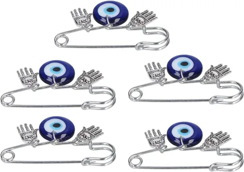 5 pines de mal de ojo, broche de hierro y aleación, diseño único de buena suerte, pines de seguridad para hombres, mujeres, fiestas en casa, citas