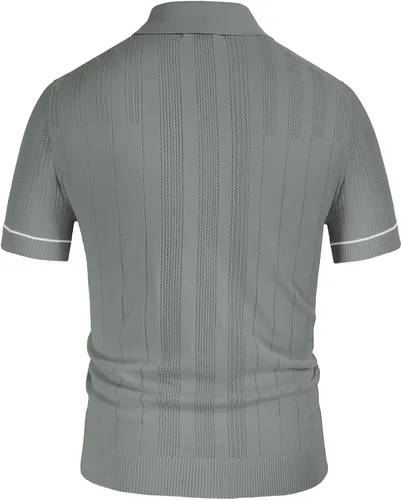 Miniatura 3 de GRACE KARIN Polo de punto transpirable para hombre, textura ligera, camisas de golf