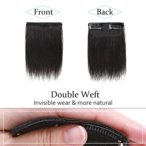 Miniatura 2 de SEGO Extensiones de cabello humano corto con clip de 6 pulgadas para mujer, 1 unidad, 0.35 oz (10 g), color negro natural #1B 1 pieza - #1B negro