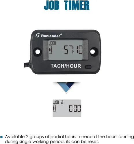 Miniatura 3 de Runleader RL-HM019C - Medidor magnético de pastilla/hora para eje giratorio, recordatorio de mantenimiento LCD impermeable IP68 para lavadora a