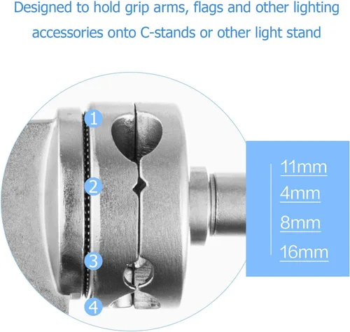 Miniatura 4 de Selens Adaptador de soporte de luz giratorio de 2.5 pulgadas, versátil accesorio de montaje de abrazadera de cabeza resistente con soportes de 4, 8