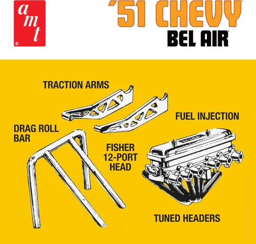 Miniatura 3 de Kit de modelo AMT Skill 2 Edición Deluxe Retro 2-en-1 Chevrolet Bel Air 1951, a escala 1/25