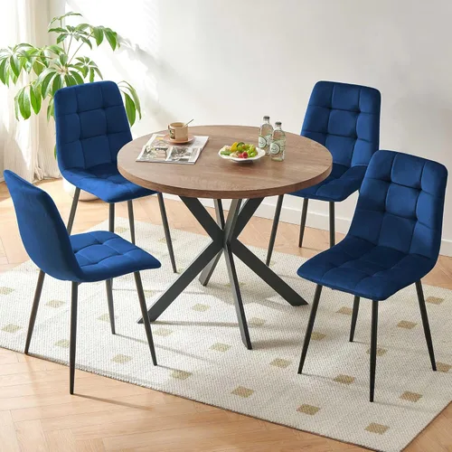 Miniatura 36 de Homedot Juego de mesa de comedor para 2, mesa de cocina de 3 piezas, juego de sillas de comedor redondas y negras para espacios pequeños, juego