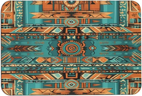 Miniatura 15 de Alfombra de baño de color naranja brillante, turquesa, verde azulado, azul, piel de napa, antideslizante, ultra suave y súper absorbente, alfombra