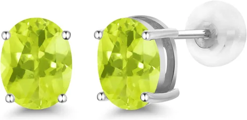 Miniatura 124 de Gem Stone King Aretes de oro de 14 quilates con piedra natal ovalada de 0.315 x 0.236 in Aretes de oro para mujer