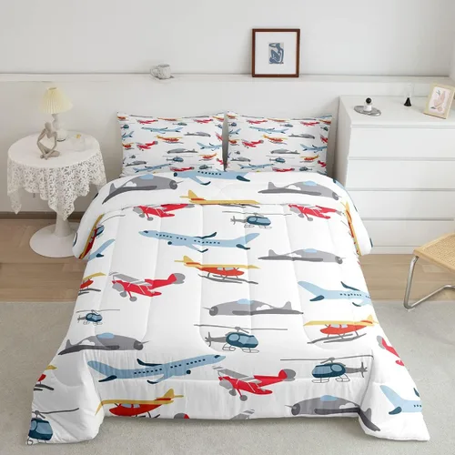 Miniatura 39 de Feelyou Juego de edredón de oso azul, juego de ropa de cama de osos de animales, juego de edredón acolchado con estampado de arboleda de galaxia
