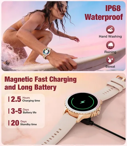 Miniatura 7 de LIGE Relojes inteligentes para mujer (respuesta Bluetooth/Hacer llamadas), reloj inteligente con pantalla de 1.27 pulgadas, batería de 300 mAh