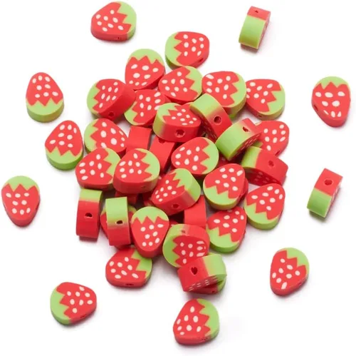 Miniatura 6 de Cuentas de arcilla polimérica hechas a mano con forma de fruta mixta, cuentas sueltas de color mixto, cuentas espaciadoras para hacer joyas