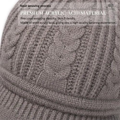 Miniatura 6 de DANMY Gorro de invierno para mujer, cálido tejido de lana holgada con visera