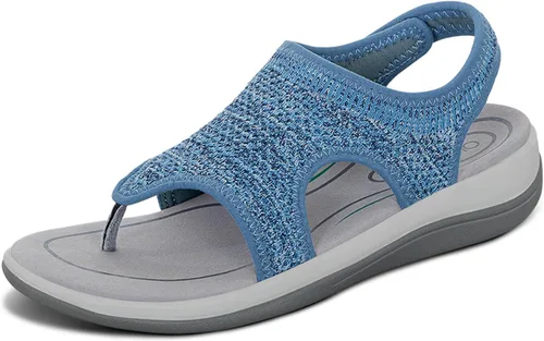 Orthofeet Sandalias de soporte de arco para mujer, ideales para aliviar el dolor de talón y pies. Tejido de punto elástico con soporte de arco,