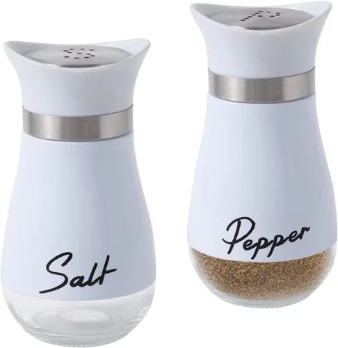 Miniatura 8 de Juego de 2 saleros y pimenteros, recargable con tapa de acero inoxidable, recipiente para especias, para cocina, restaurante, picnic (negro)