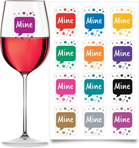 Miniatura 10 de Wine Wear Marcadores de bebidas, 12 unidades, calcomanías adhesivas reutilizables para revelación de género para baby shower (bebé niño)