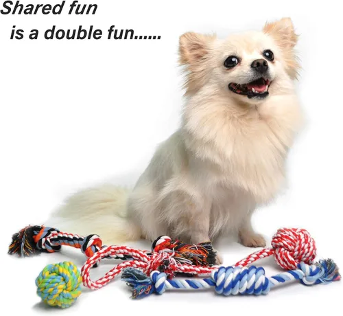 Miniatura 4 de Fida Juguetes de cuerda para perros, paquete de 4 unidades, resistentes cuerdas de algodón para masticar para interiores y exteriores, juego