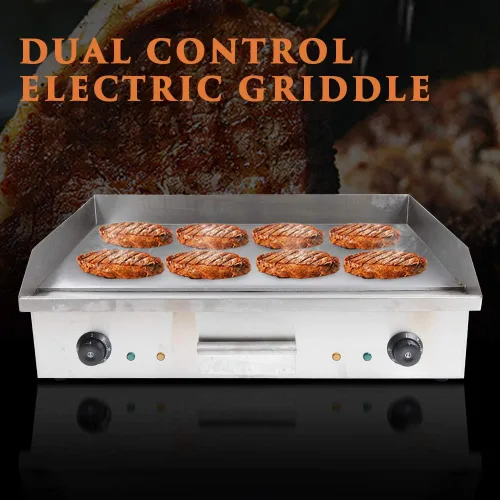 Miniatura 2 de Plancha eléctrica de doble control de 3000 W Plancha eléctrica de alimentos Parrilla de encimera Placa caliente plana Cocina eléctrica Encimera