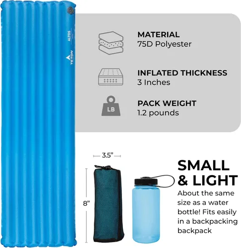 Miniatura 3 de Teton Altos - Colchoneta aislante para dormir, para campamento, senderismo y mochilero, color azul