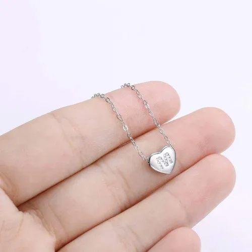 Miniatura 6 de Memorjew - Collar con inicial de plata de ley 925 para niñas y mujeres, diseño de corazón con circonita cúbica, ideal para mujeres y niñas