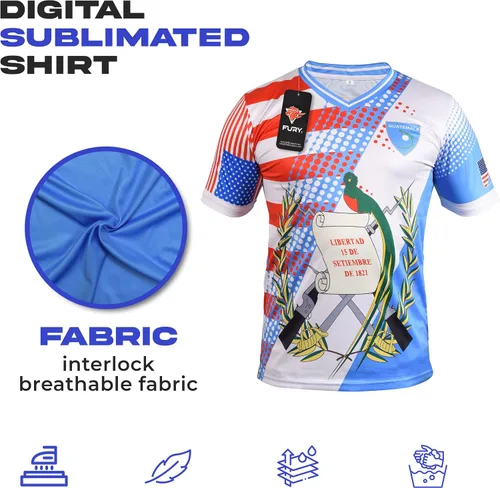 Miniatura 6 de Fury Camiseta de fútbol con la bandera de Guatemala y Estados Unidos - Camiseta Guatemala - Camiseta Guatemala Jersey HombresHombresMujeresUnisex