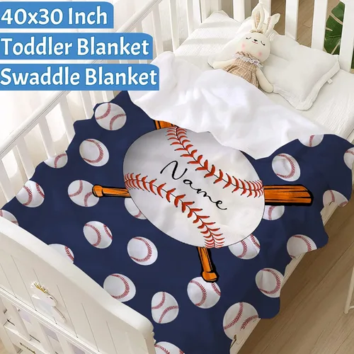 Miniatura 2 de Manta personalizada de béisbol para sofá, manta personalizada con nombre, manta ligera de felpa mullida de 60 x 50 pulgadas, para adolescentes