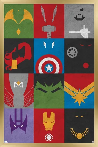 Miniatura 11 de Trends International Marvel Comics-Avengers-Minimalist Grid Mount Póster de pared Versión con marco plateado