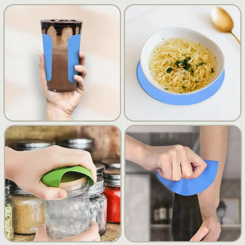 Miniatura 6 de Abrelatas de tarros para personas mayores con artritis, almohadillas de goma con agarre, abrebotellas y latas, utensilios de cocina