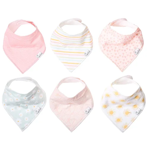 Copper Pearl Paquete de 6 baberos de algodón suave para babeo y dentición, baberos absorbentes para bebé, ajustables para adaptarse a recién nacidos