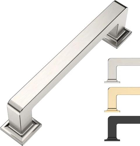 Miniatura 27 de 9BUILD Paquete de 6 pomos de latón cepillado de 1.2 pulgadas para gabinetes, pomos dorados para cajones, perillas cuadradas para gabinetes