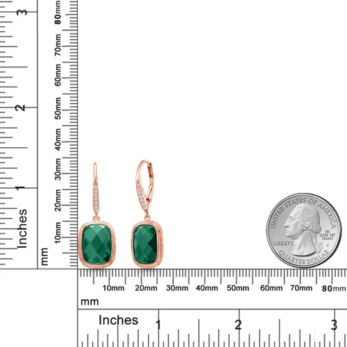 Miniatura 9 de Gem Stone King Aretes colgantes de plata de ley 925 con piedra natal y diamantes blancos cultivados en laboratorio de 4.60 quilates para mujer