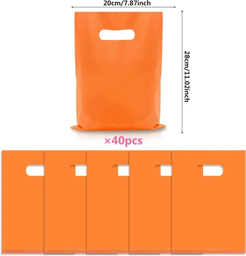 Miniatura 2 de 40 piezas de bolsas de regalo de plástico naranja Bolsas de caramelos Bolsas de plástico troqueladas son bolsas de regalo de fiesta surtidas
