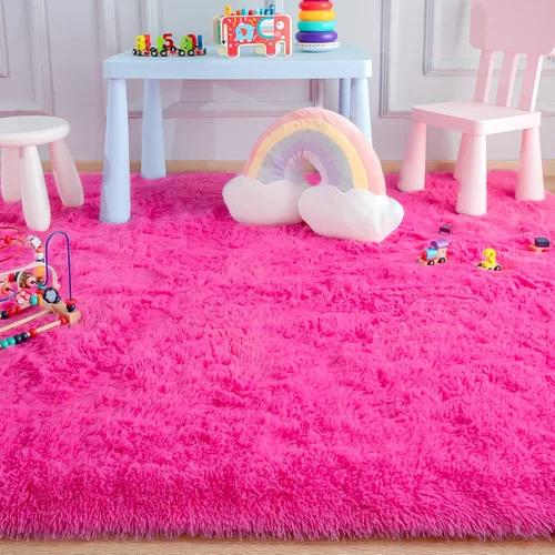 Miniatura 5 de Foxmas Alfombras de Área Grande para Sala de Estar Dormitorio 5x8 Pies, Alfombra de Guardería de Felpa Esponjosa Peluda para Habitación de Niños