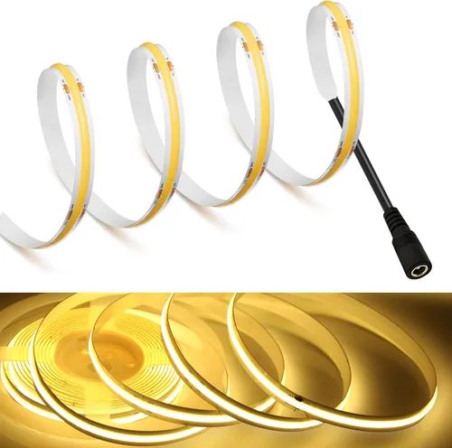 Miniatura 26 de MDee】Tira de luces LED COB de 3000K blanco cálido 1.64 pies/0.5m 5V cinta de luces LED flexibles CRI 90+ 800LM/m 320LEDs/m para decoración