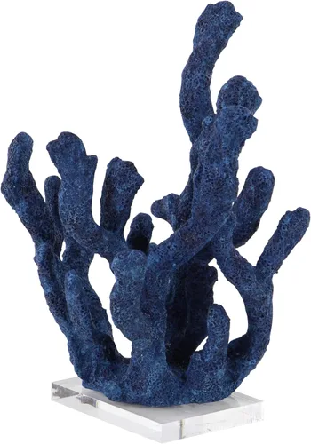 Deco 79 Polystone - Escultura decorativa de coral texturizada, estatua porosa para decoración del hogar con base acrílica, figura decorativa de 10 x