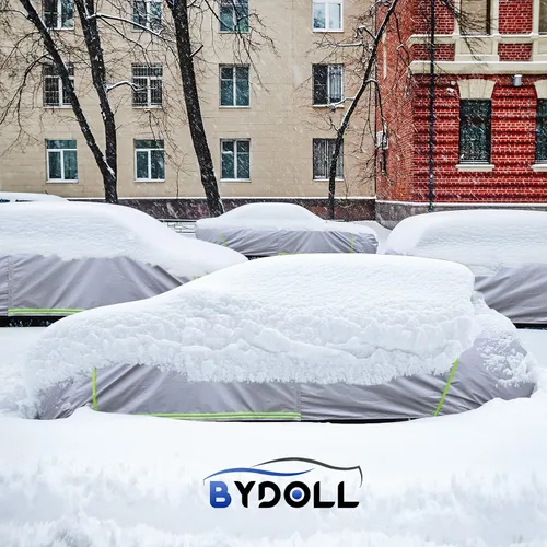 Miniatura 7 de BYDOLL Funda impermeable para automóvil para todo tipo de clima, 6 capas, a prueba de nieve, resistente al viento, protector de granizo, cubiertas