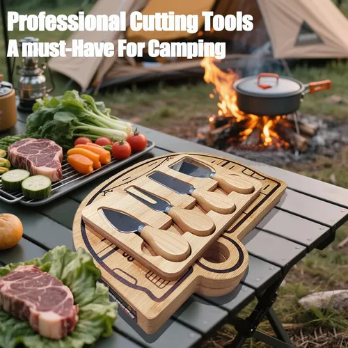 Miniatura 3 de Tablas de Charcutería Plegables para RV de Haigoo, Esenciales de Camping para RV con Juego de Cuchillos para Queso, Accesorios para Camper de RV